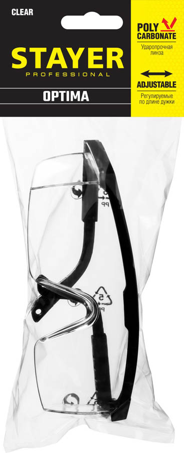 STAYER прозрачный, регулируемые по длине дужки, очки защитные OPTIMA 2-110451_z01 купить по цене 370 ₽ в интернет магазине ТЕХСАД