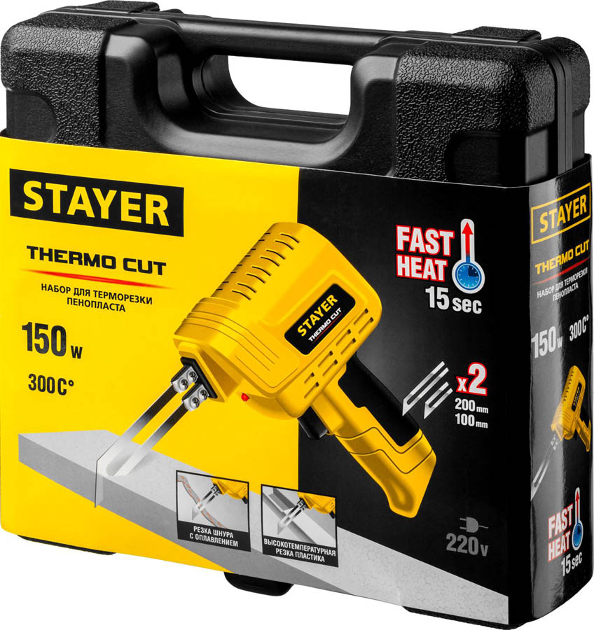 STAYER 220 В, 75Вт, 2 ножа, прибор для резки монтажной пены Thermo Cut 45255-H2 купить по цене 5&nbsp;450 ₽ в интернет магазине ТЕХСАД