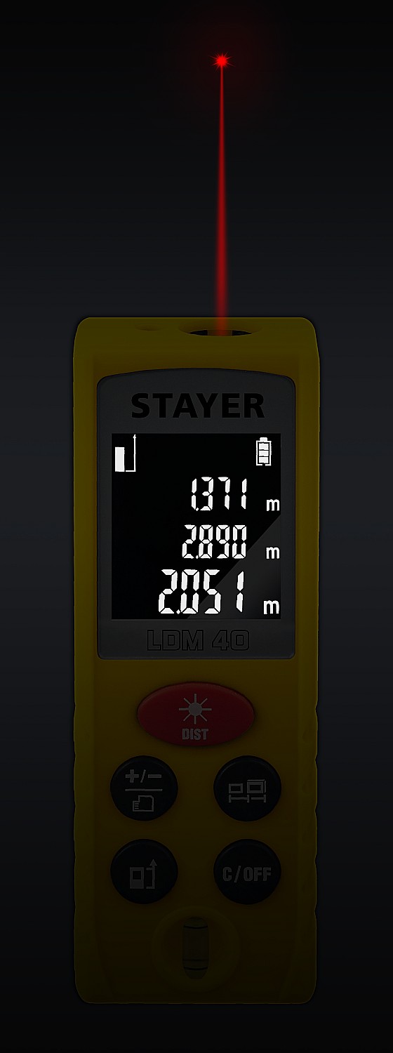 STAYER дальность 40 м, 5 функций , лазерный дальномер 34956 Professional купить по цене 3&nbsp;180 ₽ в интернет магазине ТЕХСАД