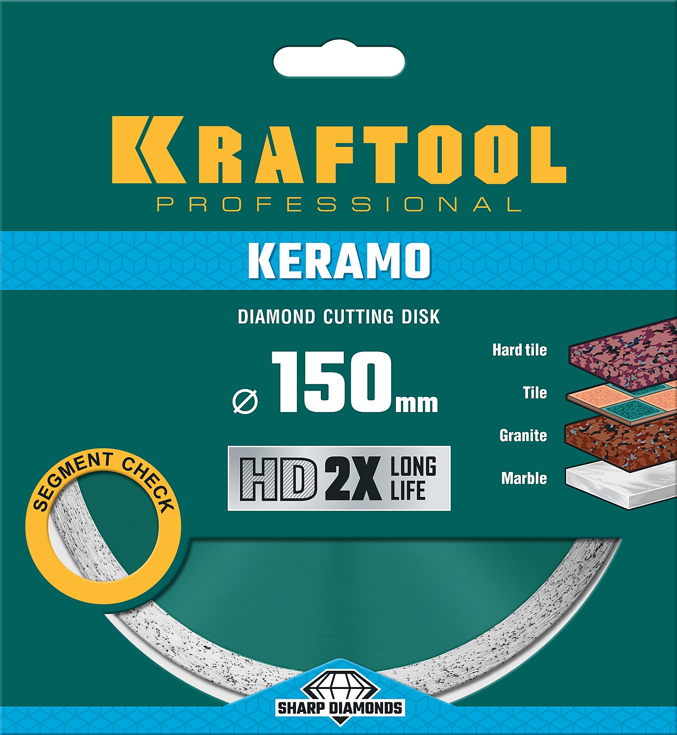 KRAFTOOL Ø 150Х22.2 мм, алмазный, сплошной, по керамограниту, керамической плитке диск отрезной KERAMO 36684-150 купить по цене 1&nbsp;230 ₽ в интернет магазине ТЕХСАД