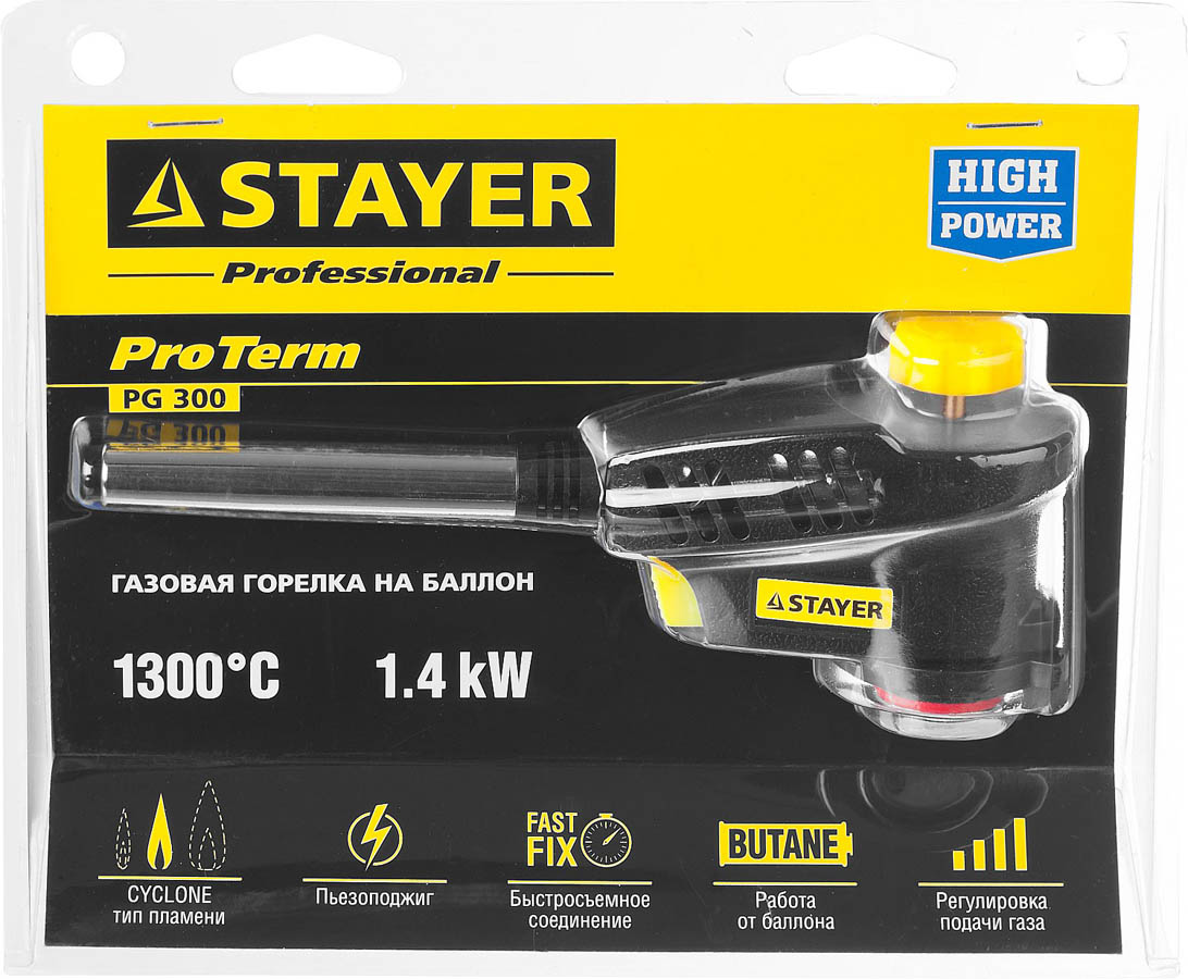 STAYER 1300°C, пьезоподжиг, газовая горелка Proterm 55582 купить по цене 810 ₽ в интернет магазине ТЕХСАД