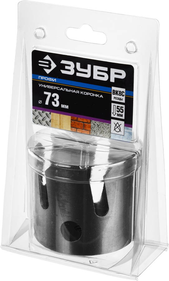 ЗУБР Ø 73 мм, твердосплавные резцы, коронка 29514-73 Профессионал купить по цене 1&nbsp;820 ₽ в интернет магазине ТЕХСАД