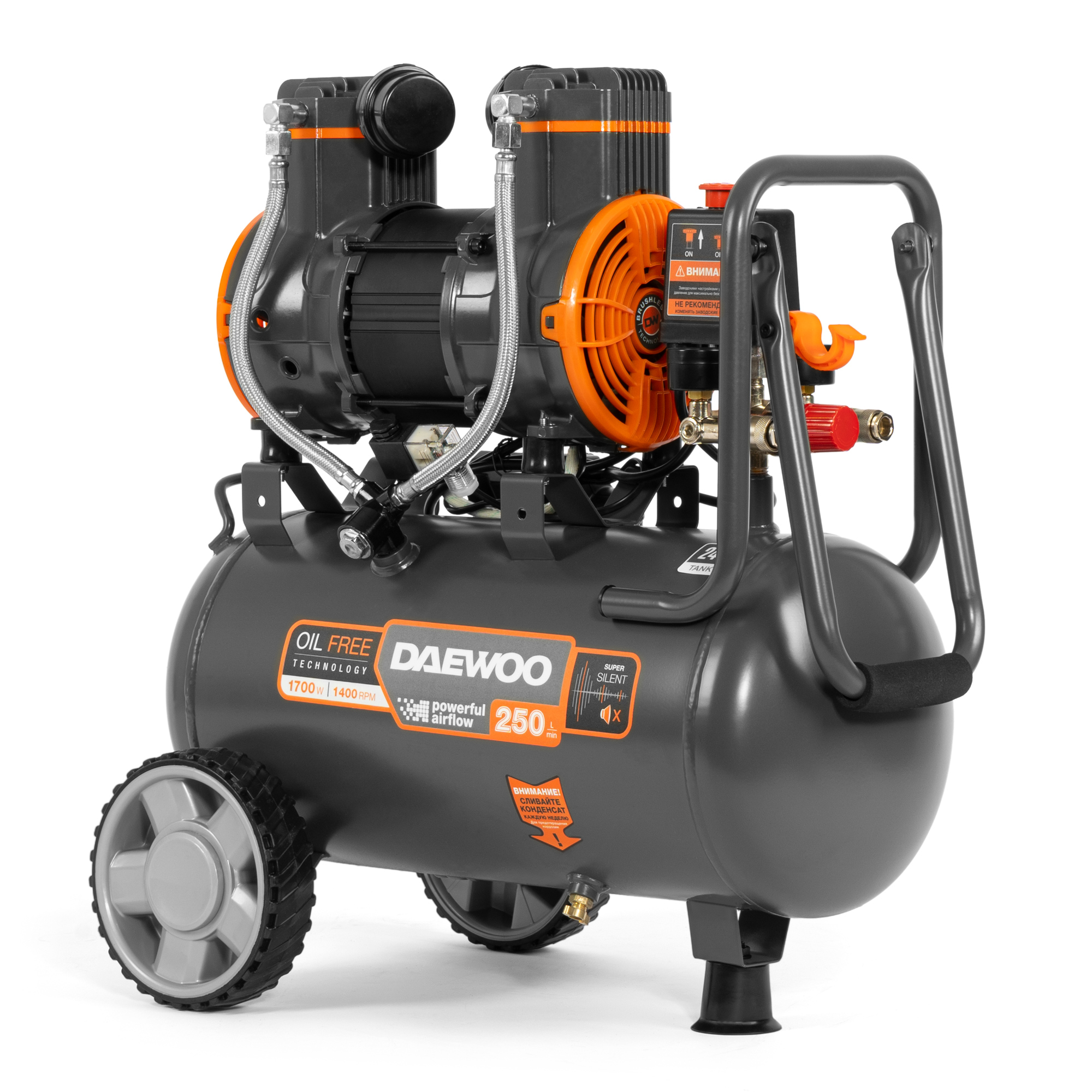 Компрессор безмасляный DAEWOO DAC 250SS купить по цене 25&nbsp;990 ₽ в интернет магазине ТЕХСАД
