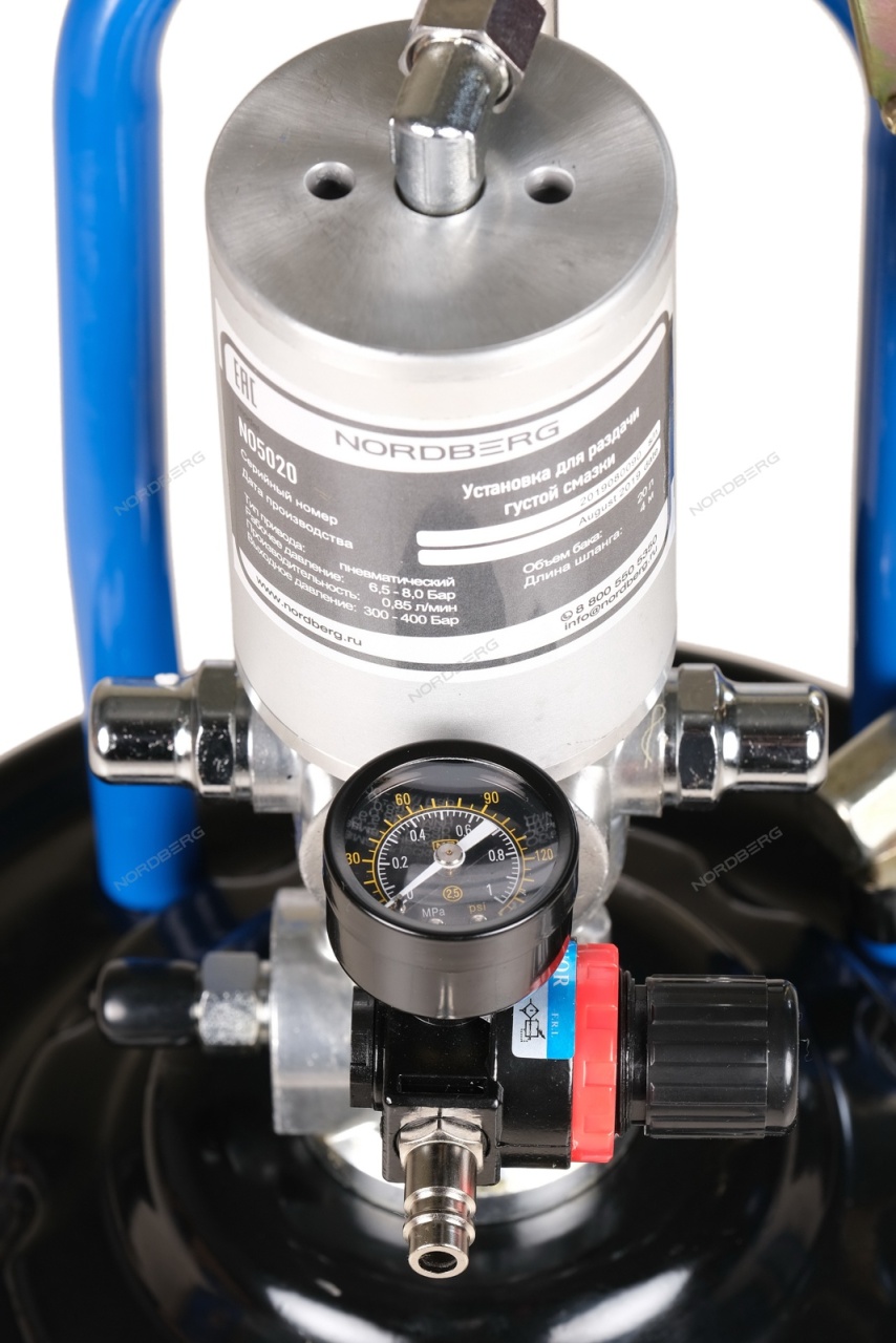 Солидолонагнетатель, 20 л, пневматический NORDBERG NO5020 купить по цене 16&nbsp;592 ₽ в интернет магазине ТЕХСАД