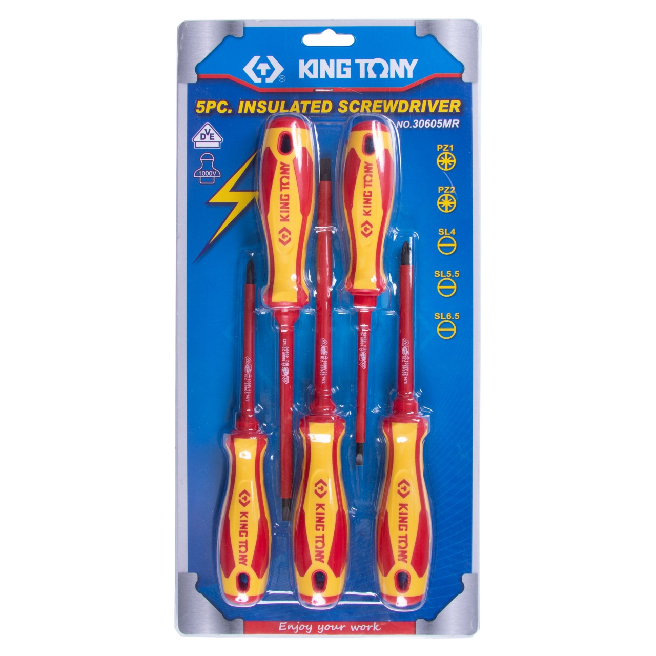 Набор отверток, диэлектрические, 5 предметов KING TONY 30605MR купить по цене 2&nbsp;090 ₽ в интернет магазине ТЕХСАД