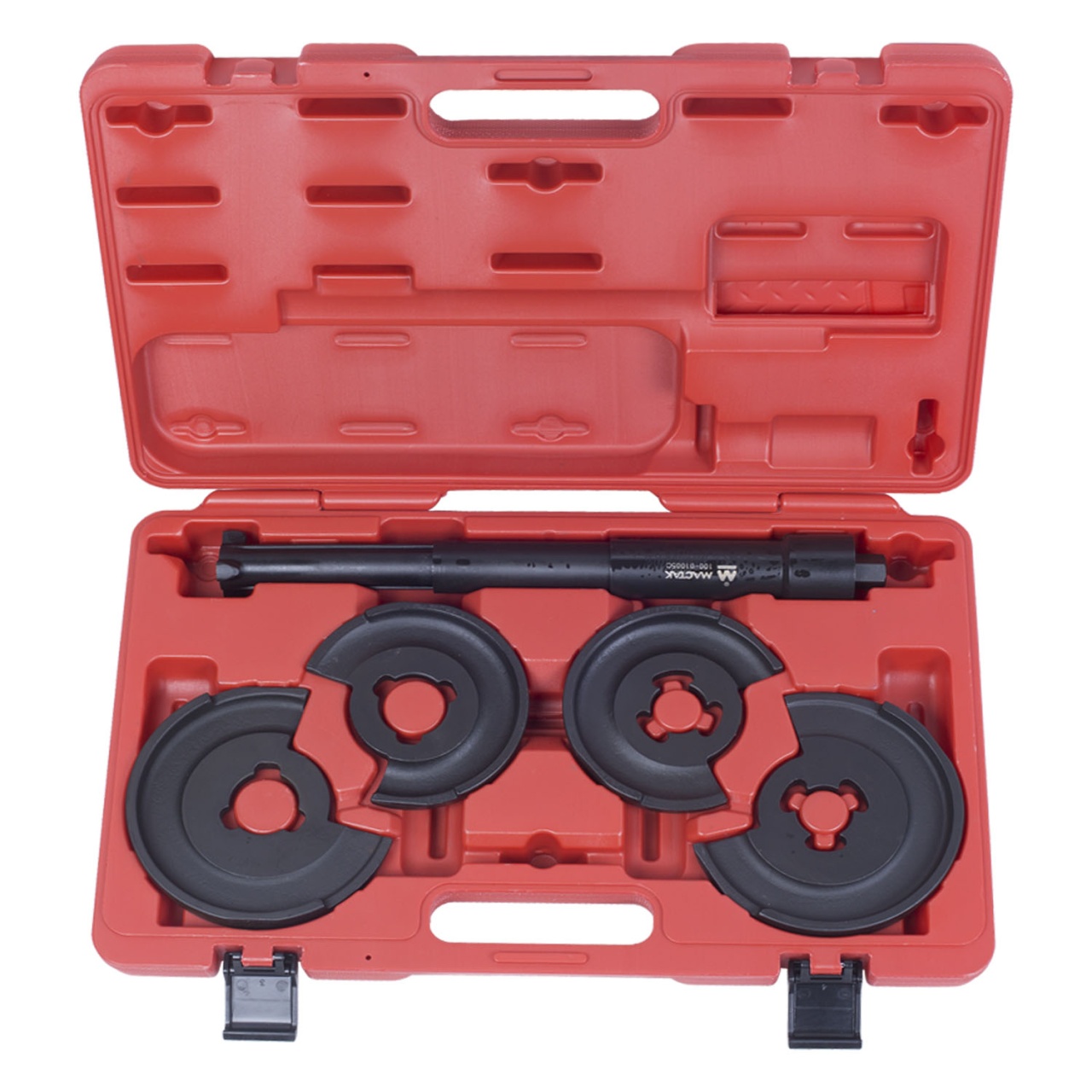 Стяжка амортизаторных пружин, центральная, кованая, дисковые держатели, кейс, 5 предметов МАСТАК 100-01005C купить по цене 23&nbsp;550 ₽ в интернет магазине ТЕХСАД