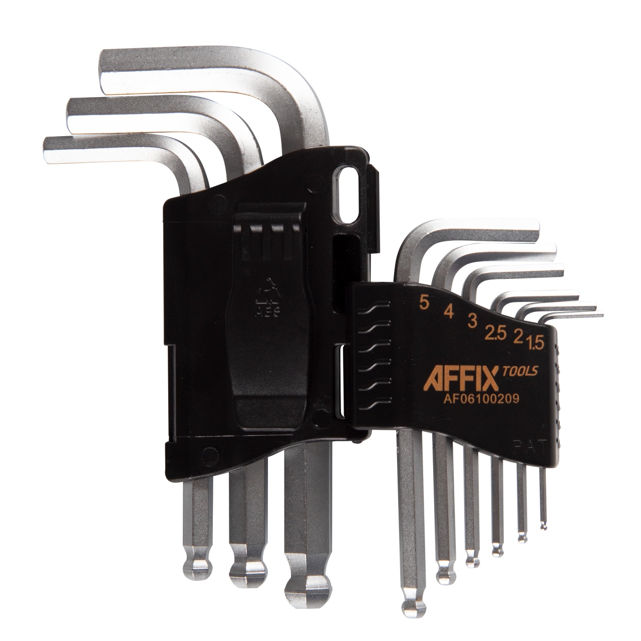 Набор Г-образных шестигранников 1,5-10 мм, с шаровым окончанием, 9 предметов AFFIX AF06100209 купить по цене 1&nbsp;010 ₽ в интернет магазине ТЕХСАД