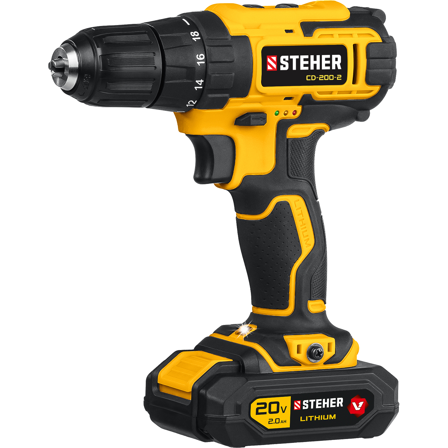 STEHER 20 В, 2 АКБ (2Ач), в кейсе, дрель-шуруповерт, CD-200-2 купить по цене 7&nbsp;410 ₽ в интернет магазине ТЕХСАД