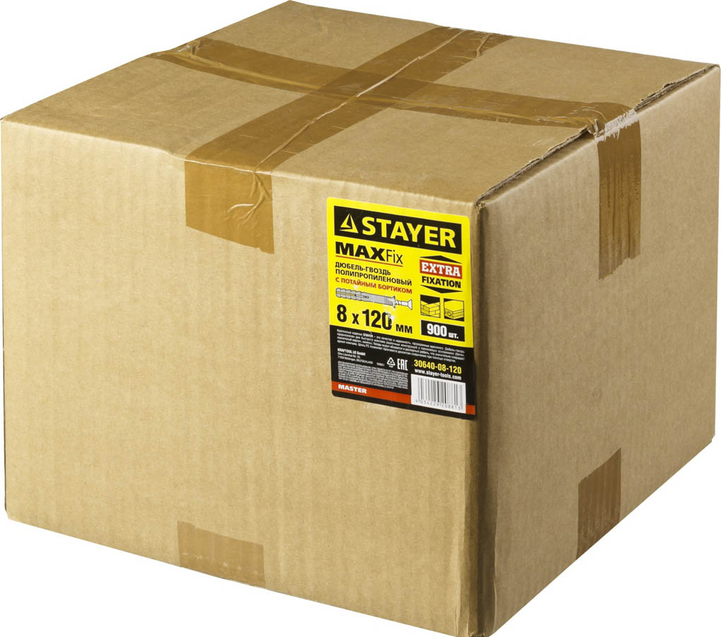 STAYER 120 x 8 мм, 700 шт., дюбель-гвоздь полипропиленовый с потайным бортиком 30640-08-120 купить по цене 2&nbsp;831 ₽ в интернет магазине ТЕХСАД