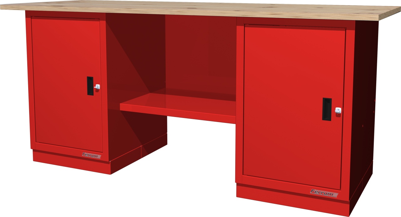 Верстак слесарный, двухтумбовый, столешница из фанеры, красный FERRUM 01.200R-W3000 купить по цене 31&nbsp;539 ₽ в интернет магазине ТЕХСАД
