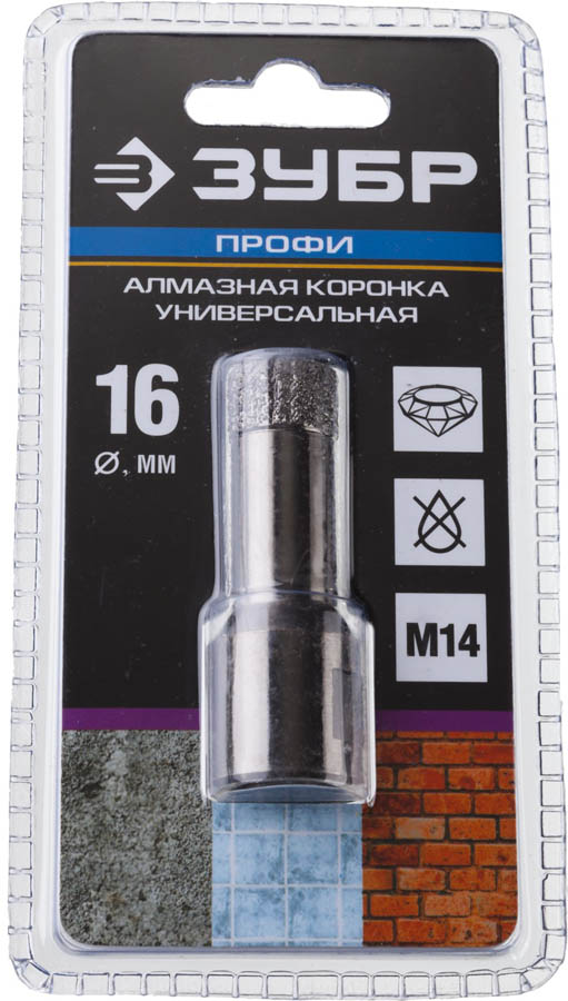 ЗУБР  16 мм, ВВС, М14, алмазная, коронка универсальная 29865-16 Профессионал купить по цене 1&nbsp;000 ₽ в интернет магазине ТЕХСАД