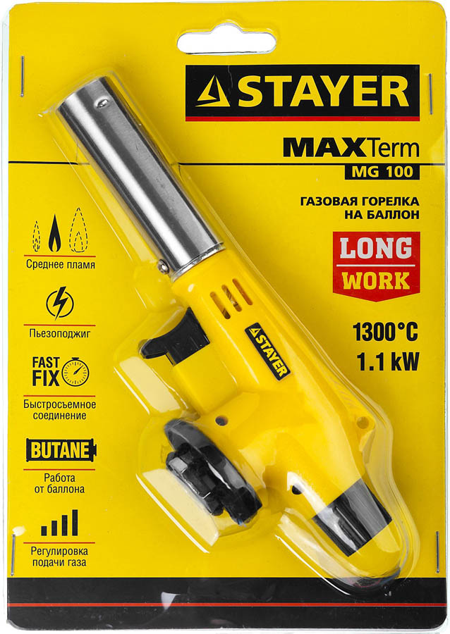 STAYER 1300°C, пьезоподжиг, газовая горелка Maxterm 55584 купить по цене 550 ₽ в интернет магазине ТЕХСАД