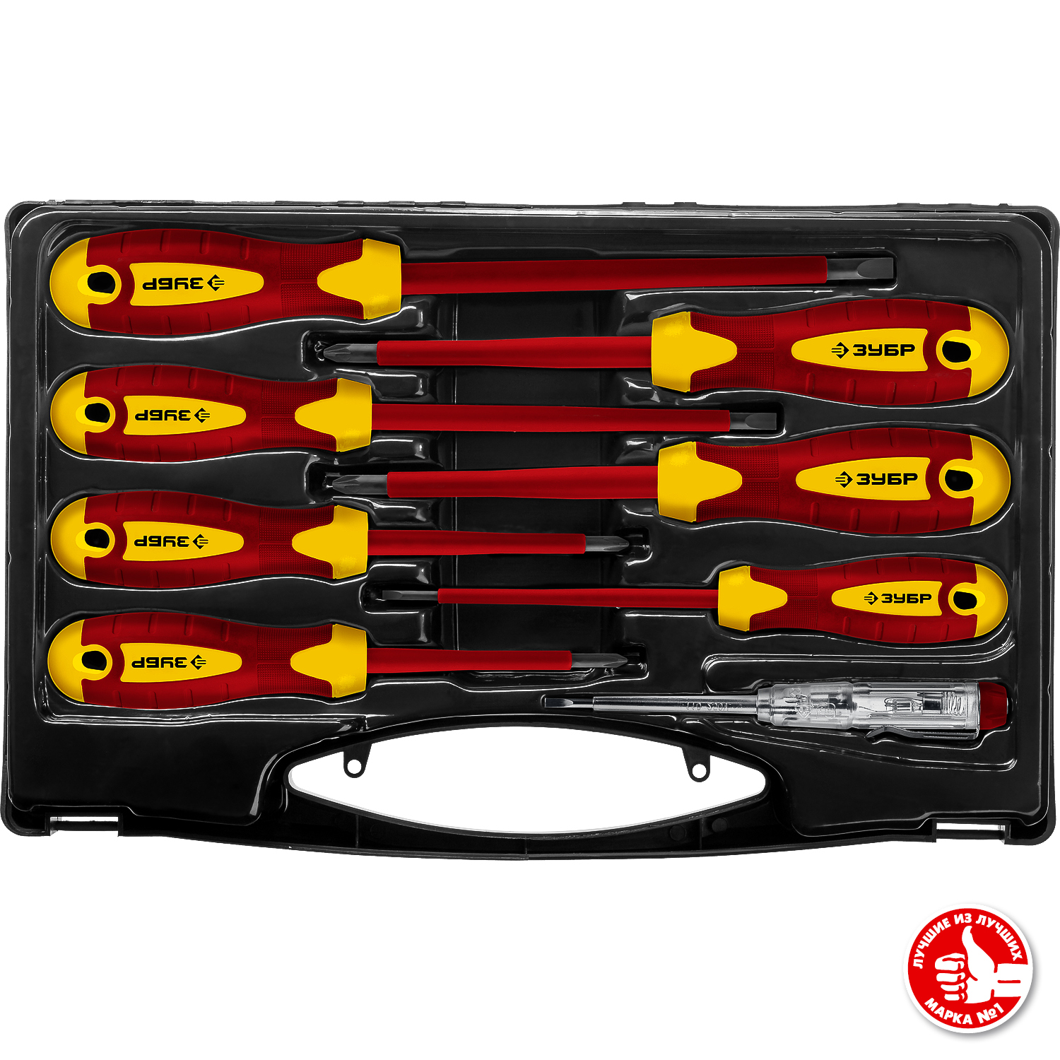ЗУБР 8 шт., набор отверток+тестер 25268 Профессионал купить по цене 2&nbsp;110 ₽ в интернет магазине ТЕХСАД
