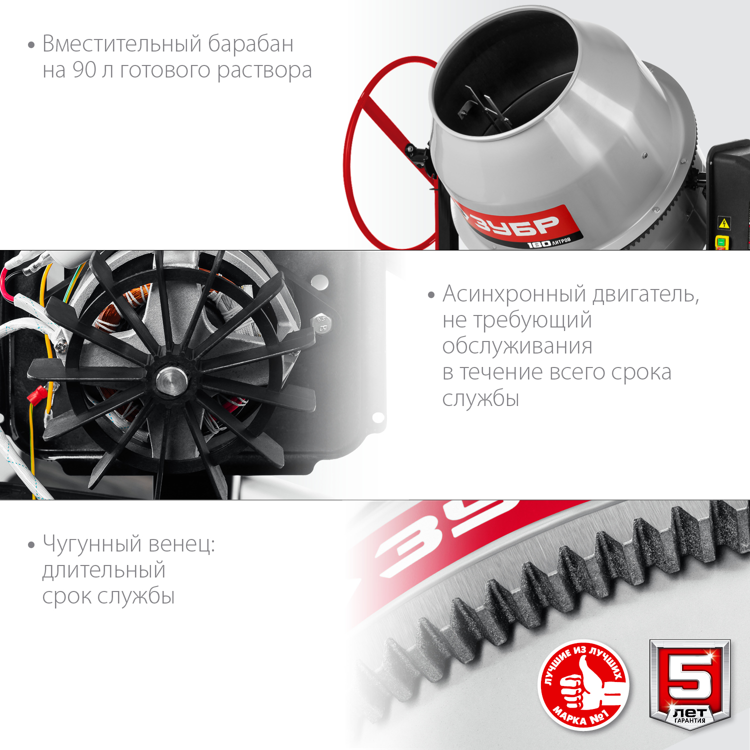 ЗУБР 180 л, бетономешалка (бетоносмеситель) БМЧ-180 Мастер купить по цене 20&nbsp;540 ₽ в интернет магазине ТЕХСАД
