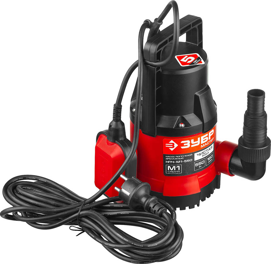 ЗУБР 550 Вт, 160 л/мин, насос погружной дренажный для чистой воды НПЧ-М1-550 купить по цене 4&nbsp;220 ₽ в интернет магазине ТЕХСАД