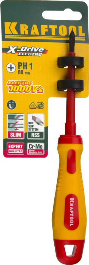 KRAFTOOL PH1х80 мм, отвертка высоковольтная 250084-1-080 купить по цене 350 ₽ в интернет магазине ТЕХСАД
