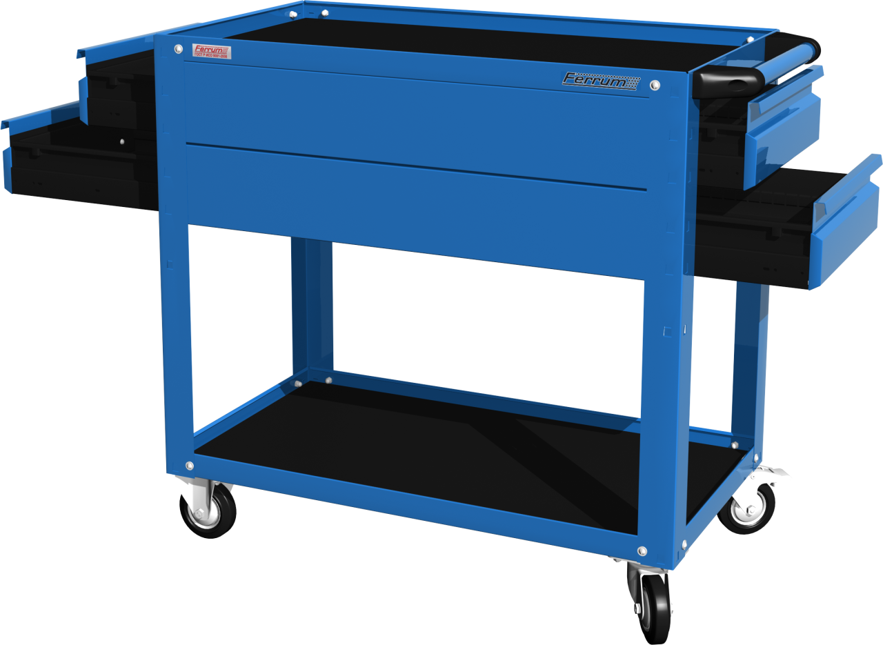 Тележка открытая, 2 полки и 4 ящика, синяя FERRUM 02.224-5015 купить по цене 18&nbsp;304 ₽ в интернет магазине ТЕХСАД
