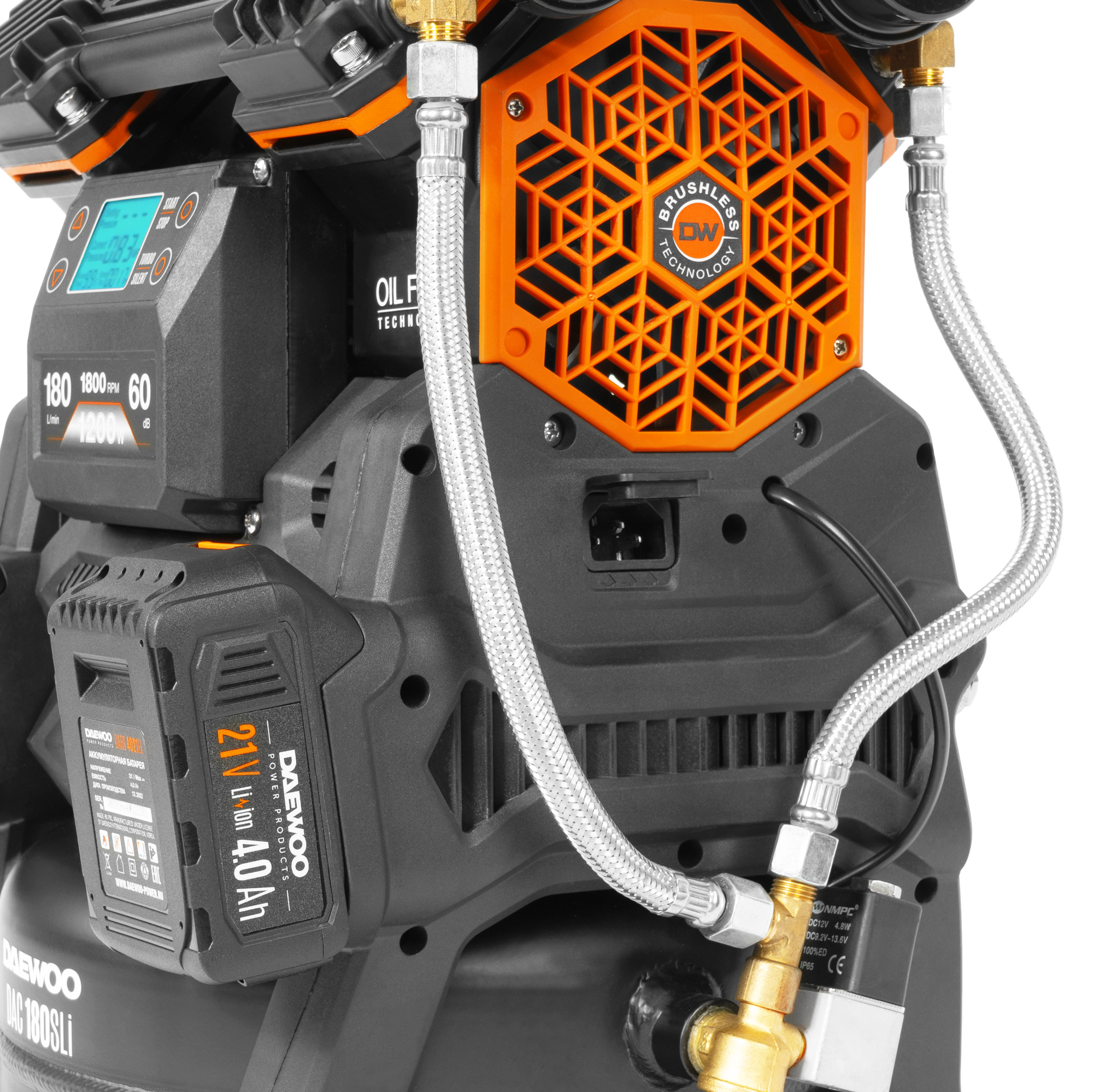 Компрессор аккумуляторный 42В / 220В DAEWOO DAC 180S Li купить по цене 64&nbsp;990 ₽ в интернет магазине ТЕХСАД