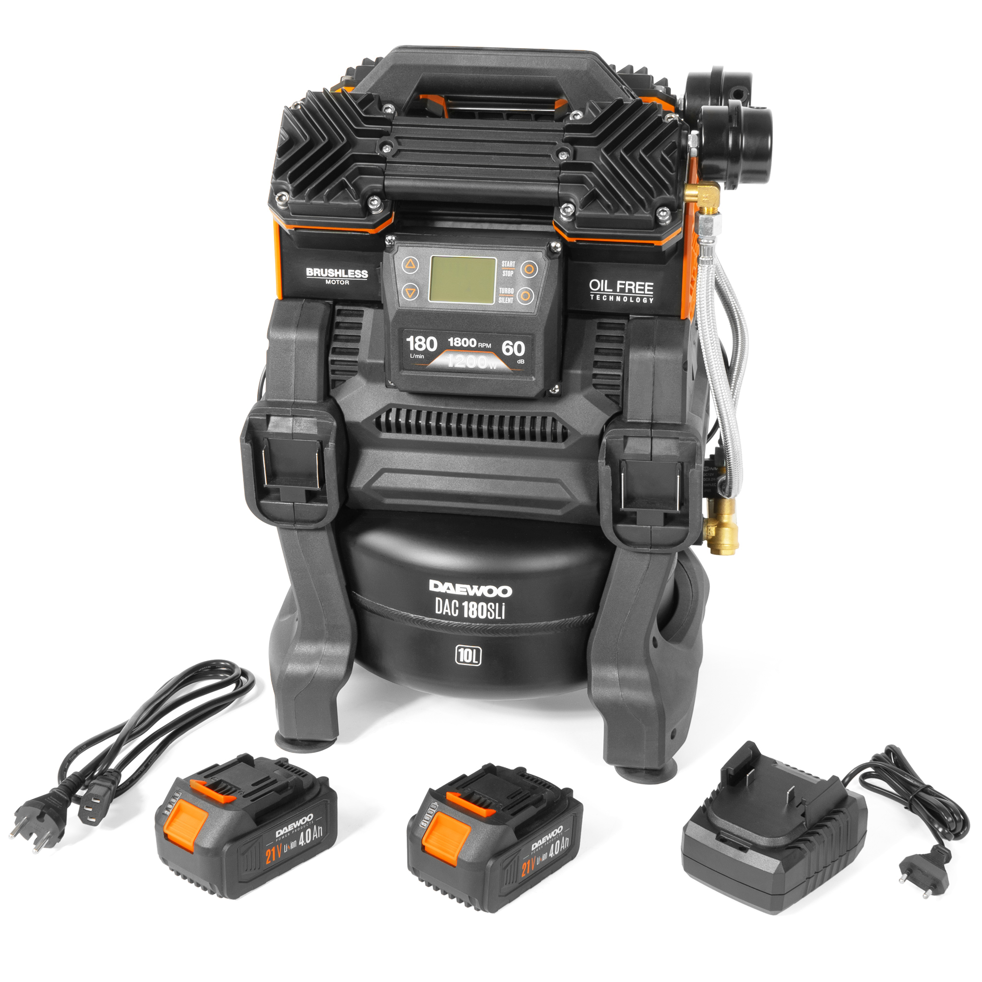 Компрессор аккумуляторный 42В / 220В DAEWOO DAC 180S Li купить по цене 64&nbsp;990 ₽ в интернет магазине ТЕХСАД