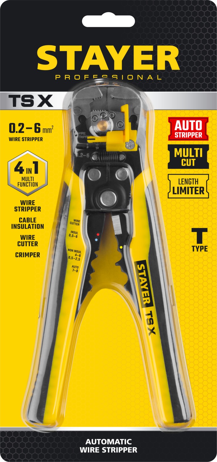 STAYER 0.2-6 мм², стриппер автоматический многофункциональный TS-X 22655 Professional купить по цене 1&nbsp;650 ₽ в интернет магазине ТЕХСАД