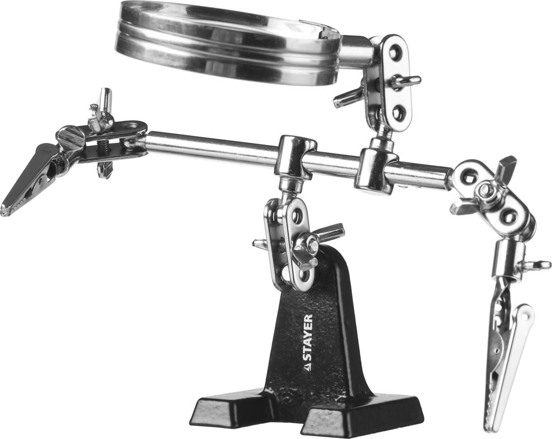 STAYER штатив для фиксации электронных плат с увеличительной линзой 55339 купить по цене 830 ₽ в интернет магазине ТЕХСАД
