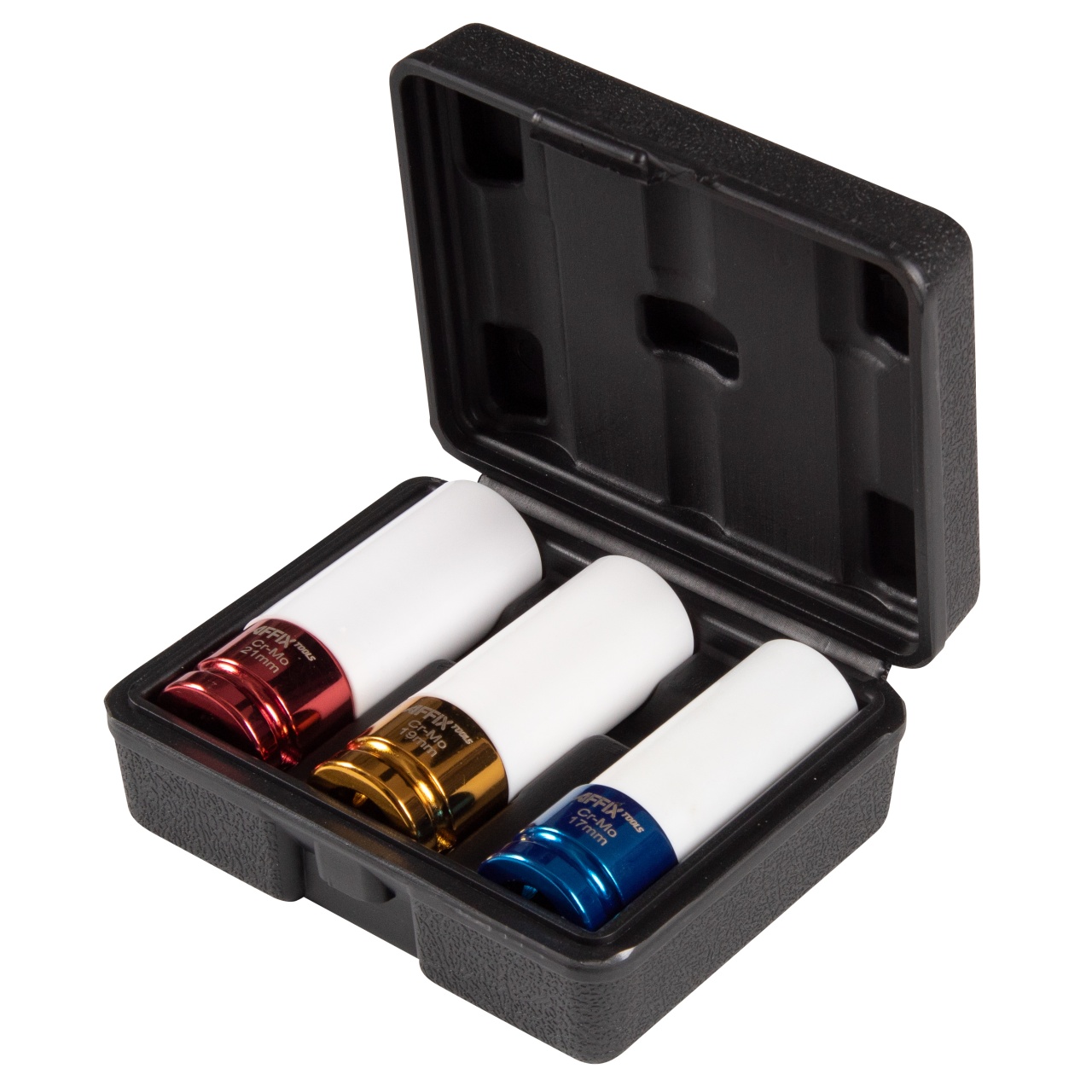 Набор ударных глубоких шестигранных головок 1/2'', 17, 19, 21 мм, пластиковое покрытие, кейс, AFFIX AF00643C купить по цене 1&nbsp;100 ₽ в интернет магазине ТЕХСАД