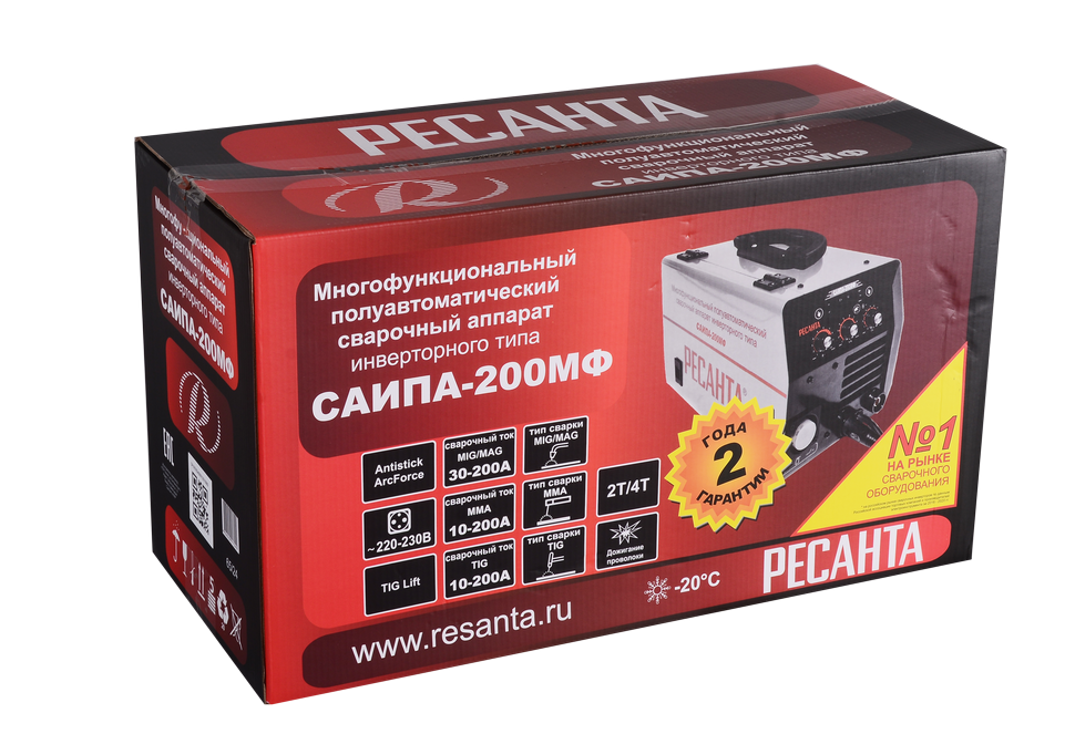 Сварочный полуавтомат многофункциональный Ресанта САИПА-200МФ (MIG/MAG/TIG) купить по цене 38&nbsp;890 ₽ в интернет магазине ТЕХСАД