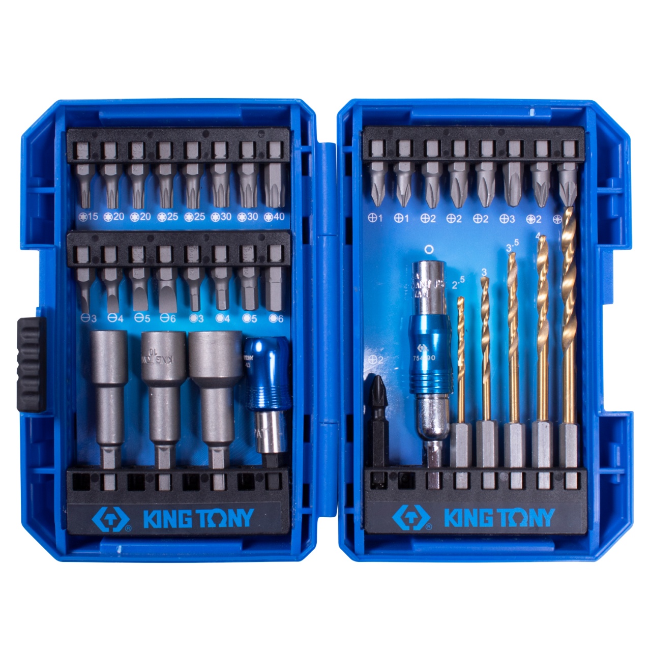 Набор вставок (бит) 1/4'', PH, PZ, Hex, Torx, Slotted, сверла, 35 предметов KING TONY 1035MR купить по цене 3&nbsp;920 ₽ в интернет магазине ТЕХСАД