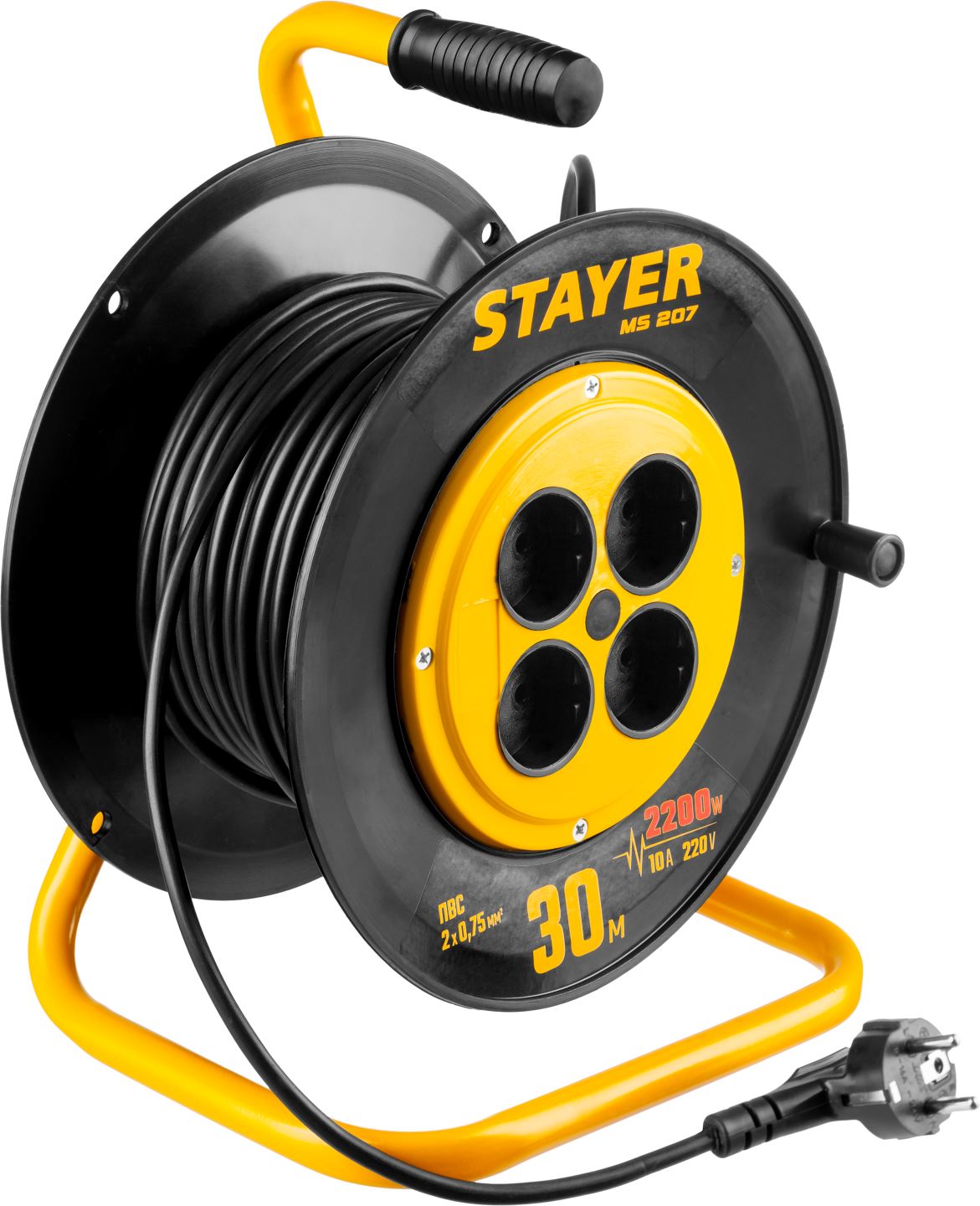 STAYER 20 м, 1300Вт, ПВС 2x0,75 удлинитель на катушке MS 207 55073-30_z01 купить по цене 1&nbsp;790 ₽ в интернет магазине ТЕХСАД