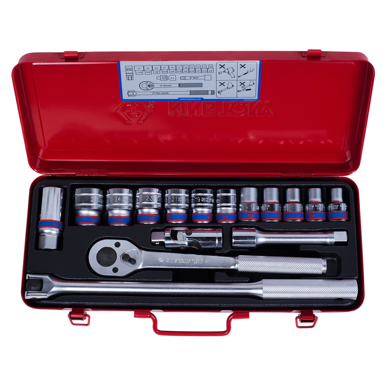 Набор торцевых головок с принадлежностями 1/2'', двенадцатигранные, 10-27 мм, 16 предметов KING TONY 4016MR купить по цене 8&nbsp;480 ₽ в интернет магазине ТЕХСАД