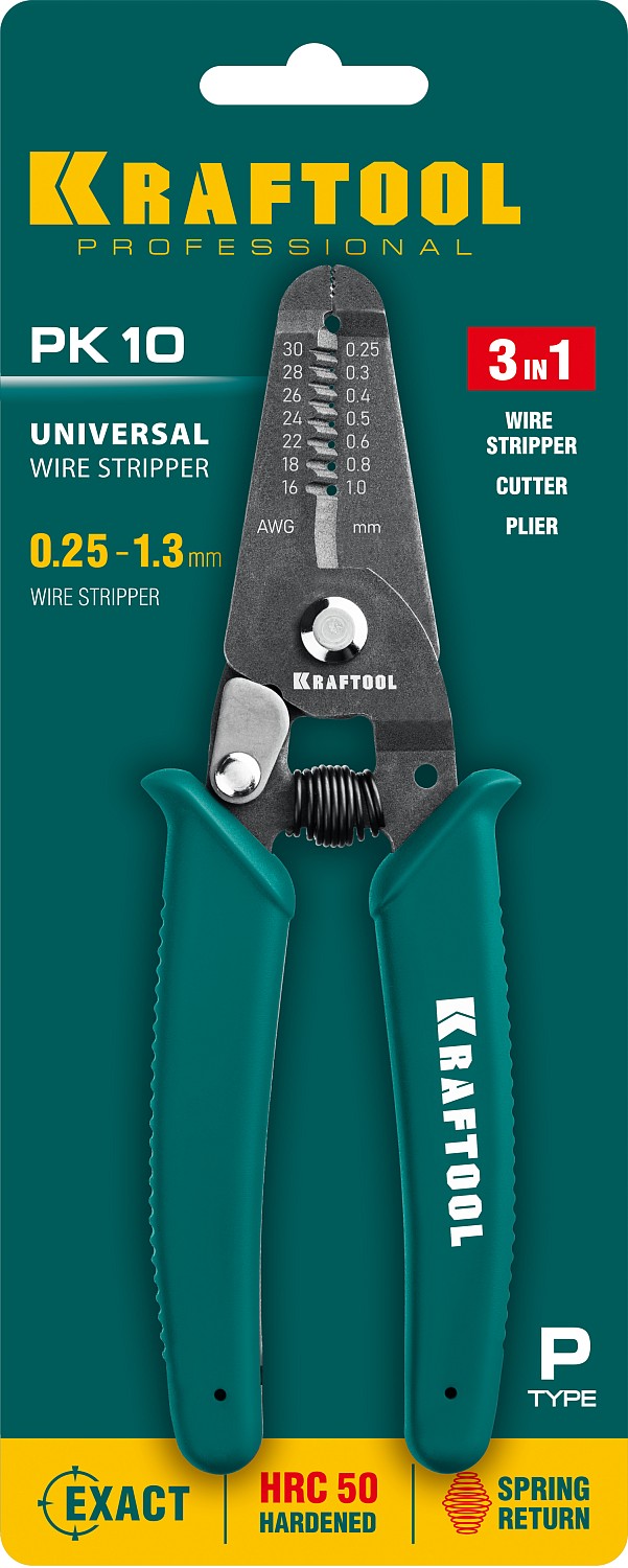 KRAFTOOL 0.25-1.3 мм², 3-в-1 стриппер многофункциональный PK-10 22660-10 Professional купить по цене 910 ₽ в интернет магазине ТЕХСАД