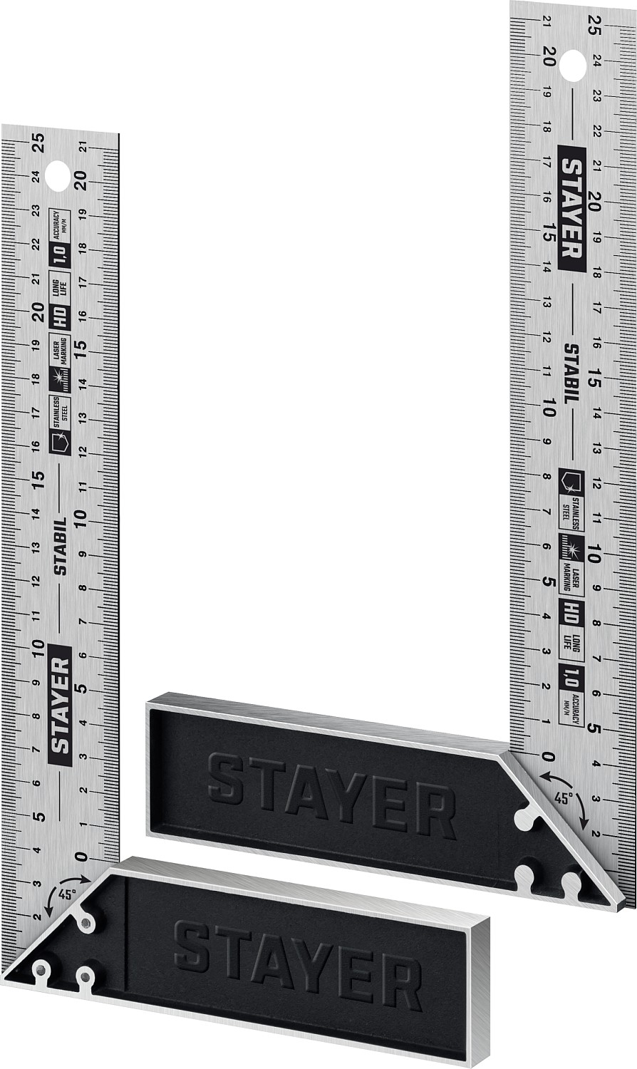 STAYER 250 мм, столярный угольник с нержавеющим полотном STABIL 3431-25_z02 купить по цене 580 ₽ в интернет магазине ТЕХСАД