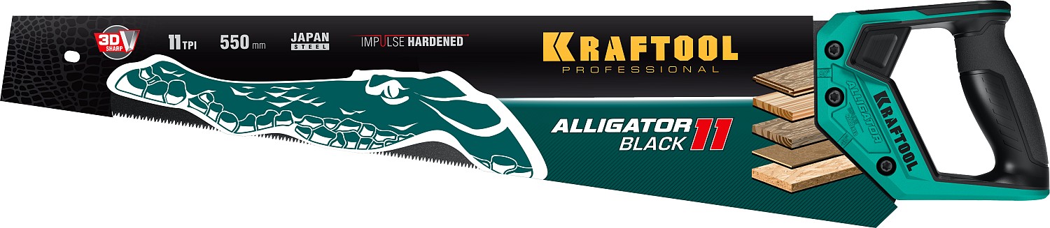 KRAFTOOL 11 TPI, 550 мм, ножовка для точного реза Alligator Black 11 15205-55 купить по цене 1&nbsp;720 ₽ в интернет магазине ТЕХСАД