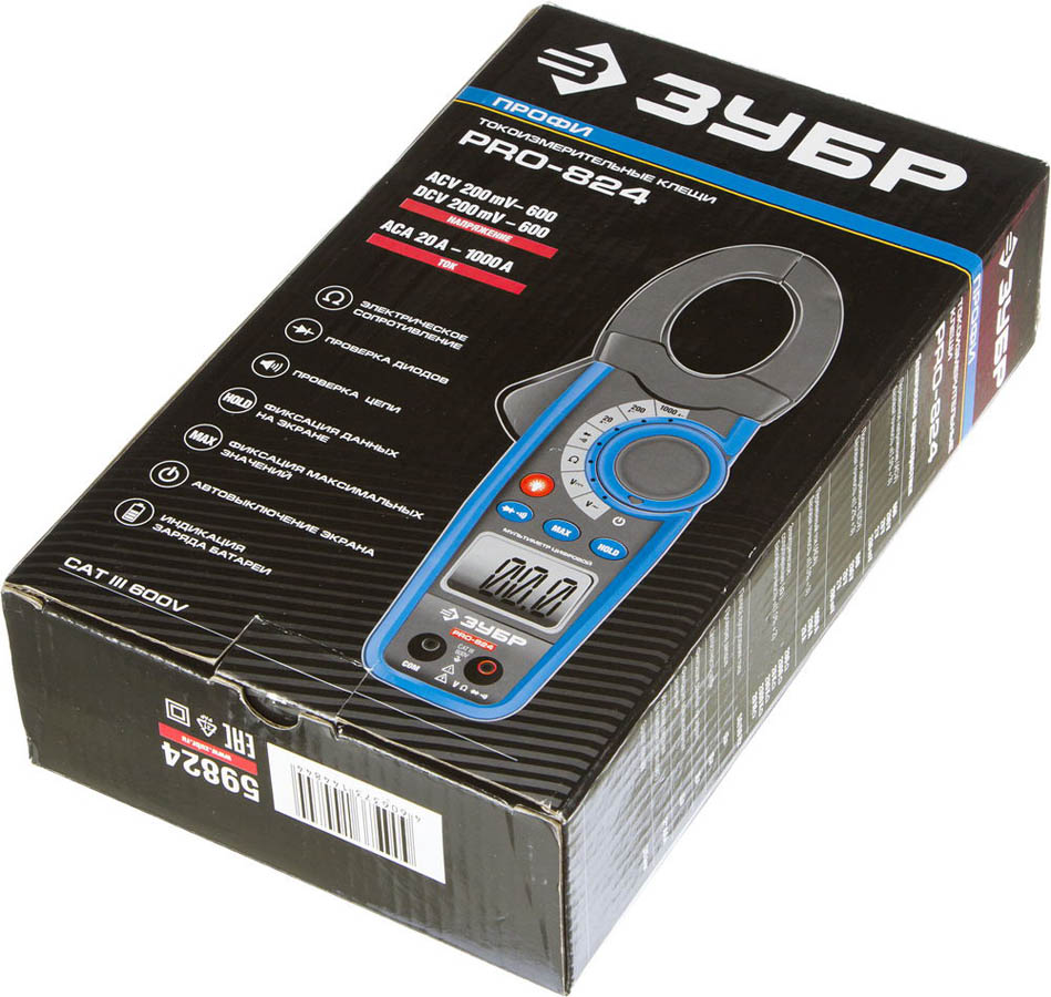 ЗУБР токоизмерительные клещи PRO-824 59824 купить по цене 7&nbsp;210 ₽ в интернет магазине ТЕХСАД