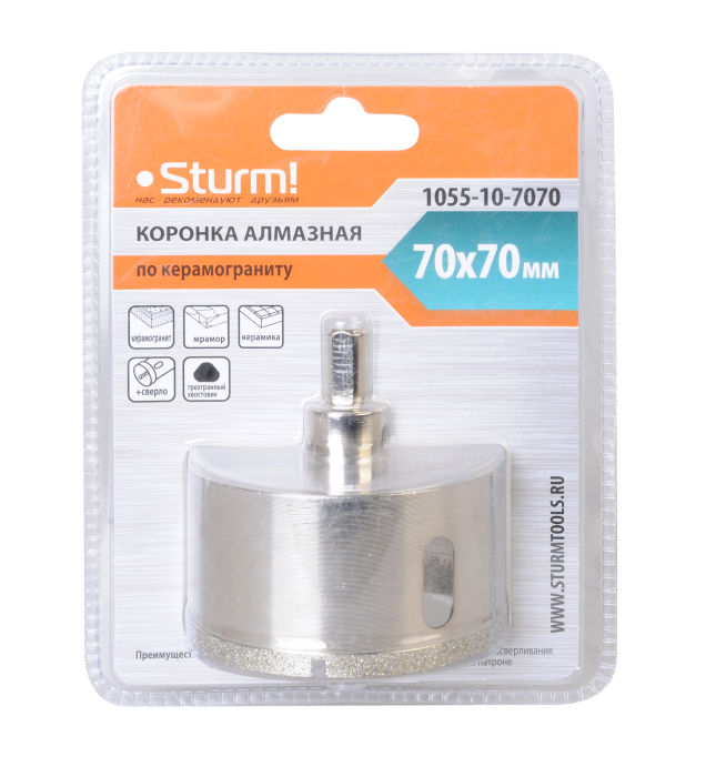 Коронка алмазная Sturm! 1055-10-7070 купить по цене 1&nbsp;950 ₽ в интернет магазине ТЕХСАД