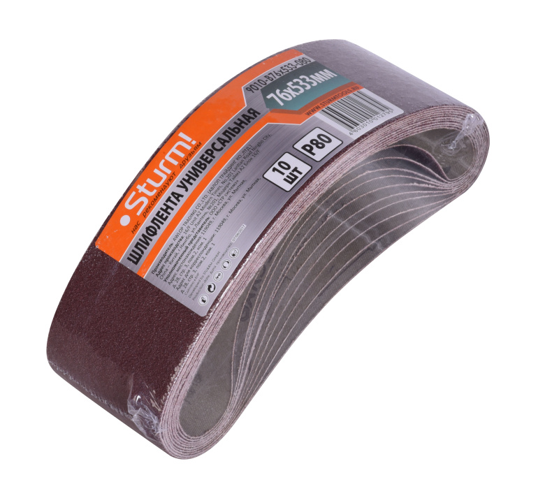 Шлифовальная лента Sturm! 9010-B76x533-080 купить по цене 450 ₽ в интернет магазине ТЕХСАД