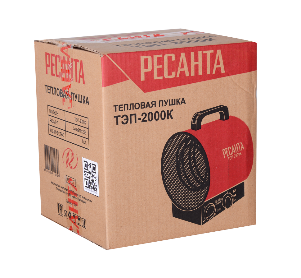 Электрическая тепловая пушка РЕСАНТА ТЭП-2000К купить по цене 3&nbsp;390 ₽ в интернет магазине ТЕХСАД