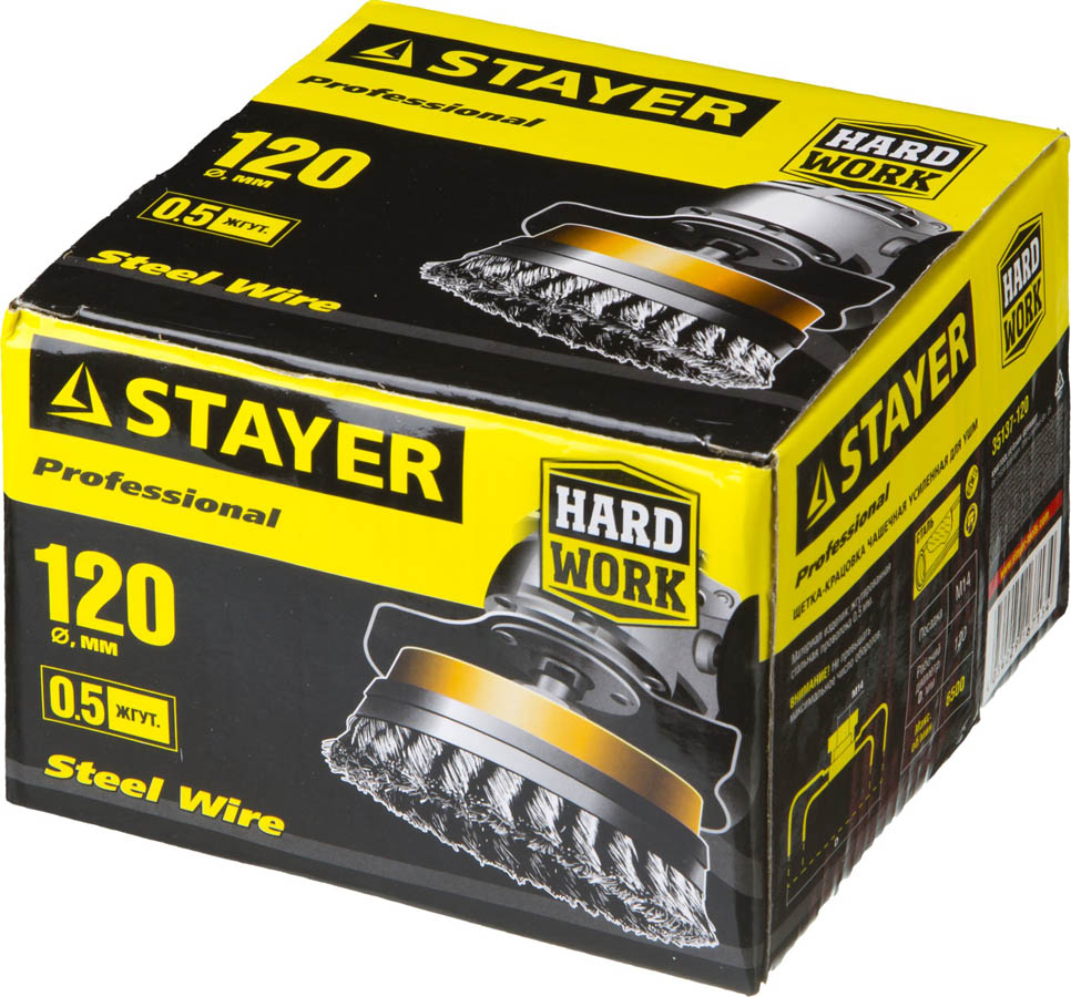 STAYER Ø 120 мм, щетка чашечная для УШМ 120 мм, 35137-120 купить по цене 1&nbsp;450 ₽ в интернет магазине ТЕХСАД