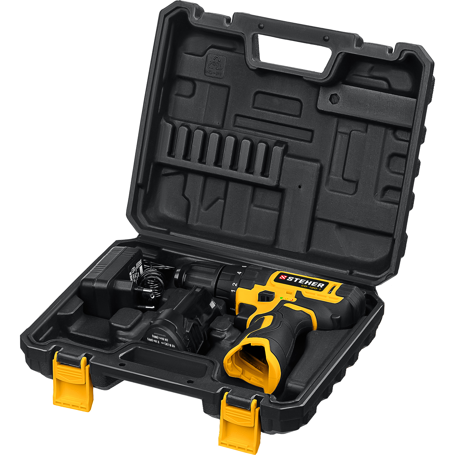 STEHER 12 В, 1 АКБ (2Ач), в кейсе, дрель-шуруповерт, CD-120-1 купить по цене 3&nbsp;850 ₽ в интернет магазине ТЕХСАД