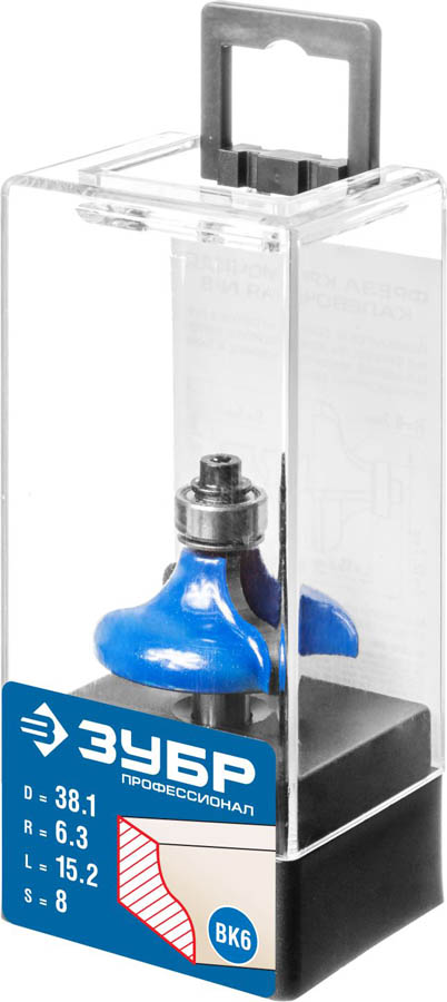 ЗУБР 38.1 x 15.2 мм, радиус 6.3 мм, фреза кромочная калевочная №8 28710-38.1 Профессионал купить по цене 1&nbsp;290 ₽ в интернет магазине ТЕХСАД