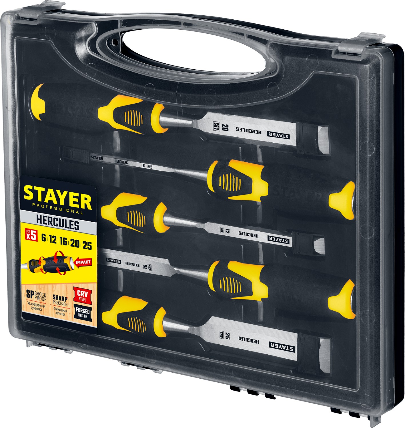 STAYER 5 шт, 6/12/16/20/25 мм, набор стамесок 18205-H5_z01 Professional купить по цене 2&nbsp;510 ₽ в интернет магазине ТЕХСАД