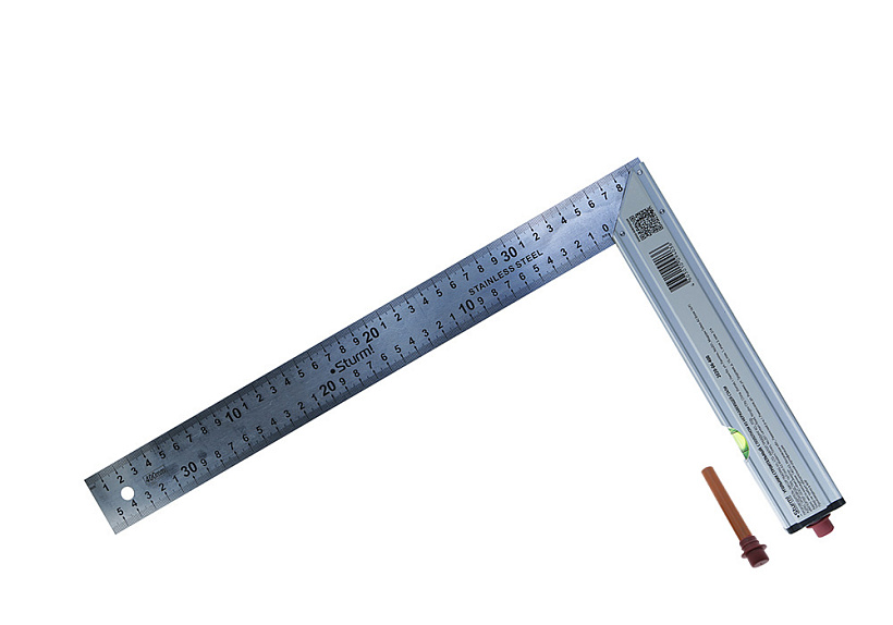 Угольник Sturm! 2020-06-400 со встроенными уровнем и карандашом купить по цене 1&nbsp;090 ₽ в интернет магазине ТЕХСАД