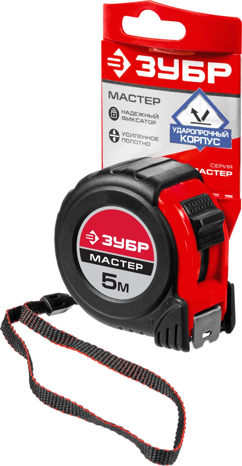 ЗУБР 5 м х 25 мм, рулетка на карточке 34055-05-25_z02 Мастер купить по цене 480 ₽ в интернет магазине ТЕХСАД