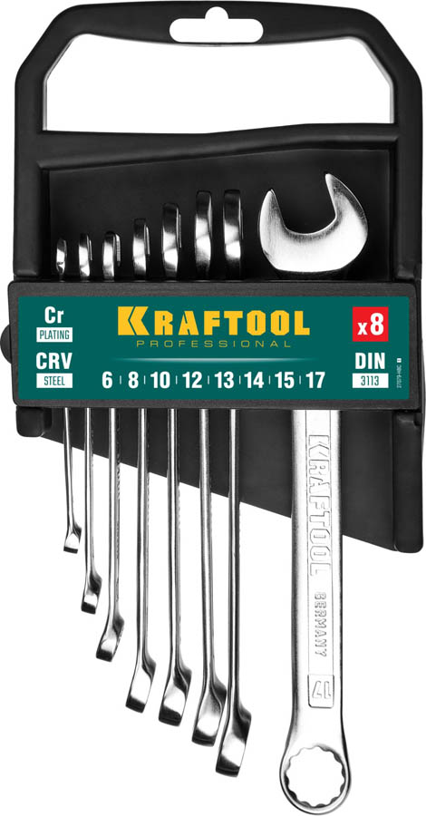 KRAFTOOL 8 шт, 6 - 17 мм, набор комбинированных гаечных ключей 27079-H8C_z01 купить по цене 1&nbsp;500 ₽ в интернет магазине ТЕХСАД