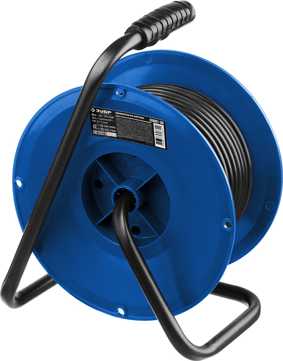ЗУБР 30 м, 3500Вт, 4 гнезда, ПВС, удлинитель на катушке 55081-30 Профессионал купить по цене 4&nbsp;290 ₽ в интернет магазине ТЕХСАД