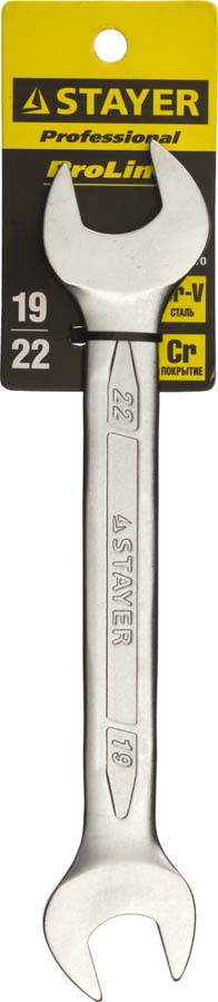 STAYER 19х22 мм, Cr-V сталь, хромированный, гаечный ключ рожковый 27035-19-22 Professional купить по цене 176 ₽ в интернет магазине ТЕХСАД