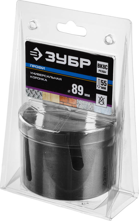 ЗУБР Ø 89 мм, твердосплавные резцы, коронка 29514-89 Профессионал купить по цене 2&nbsp;330 ₽ в интернет магазине ТЕХСАД