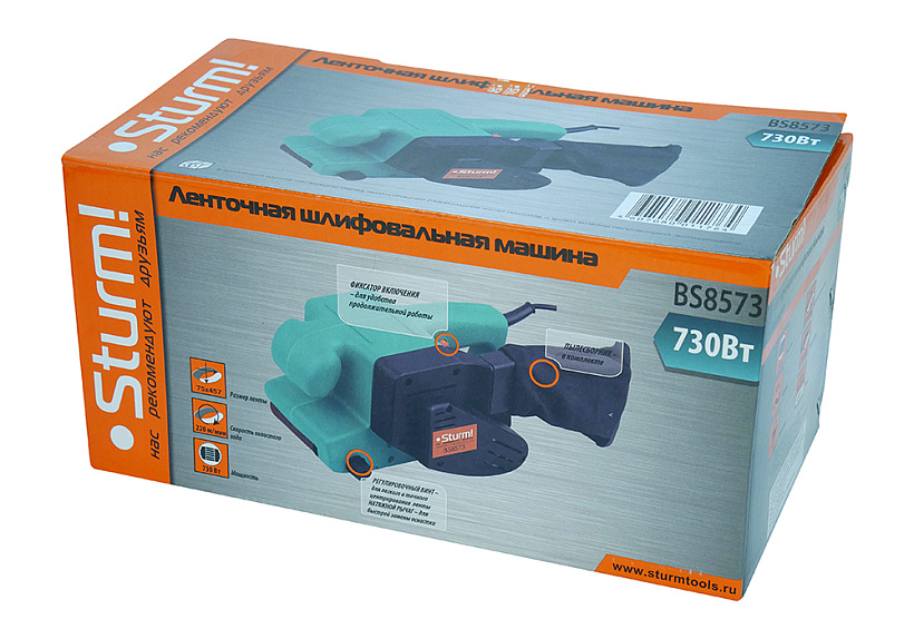 Ленточная шлифовальная машина Sturm! BS8573 купить по цене 5&nbsp;990 ₽ в интернет магазине ТЕХСАД