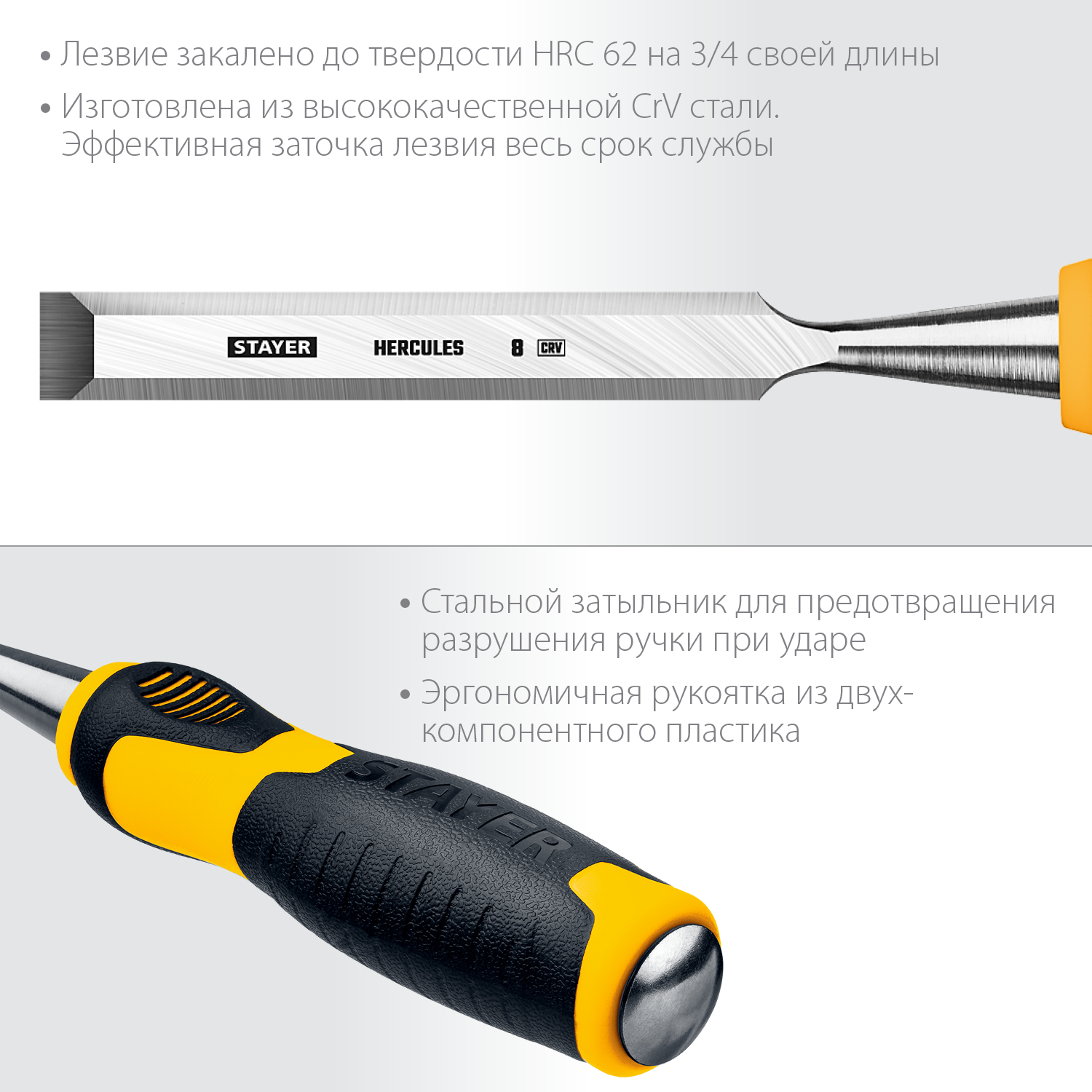 STAYER 8 мм, с двухкомпонентной ручкой, стамеска 18205-08_z01 Professional купить по цене 480 ₽ в интернет магазине ТЕХСАД