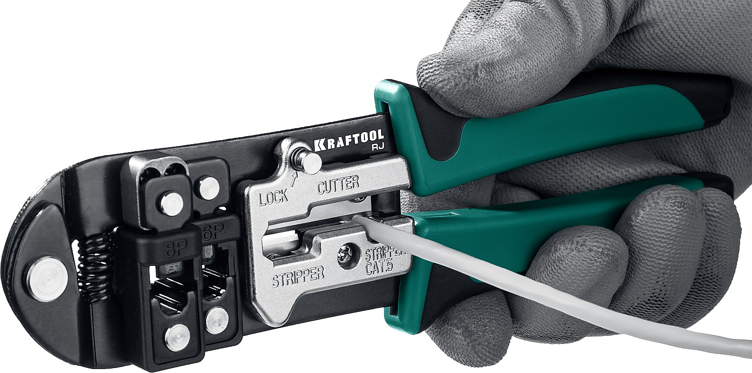 KRAFTOOL RJ45, RJ11/RJ12, кримпер универсальный 22699 купить по цене 2&nbsp;910 ₽ в интернет магазине ТЕХСАД